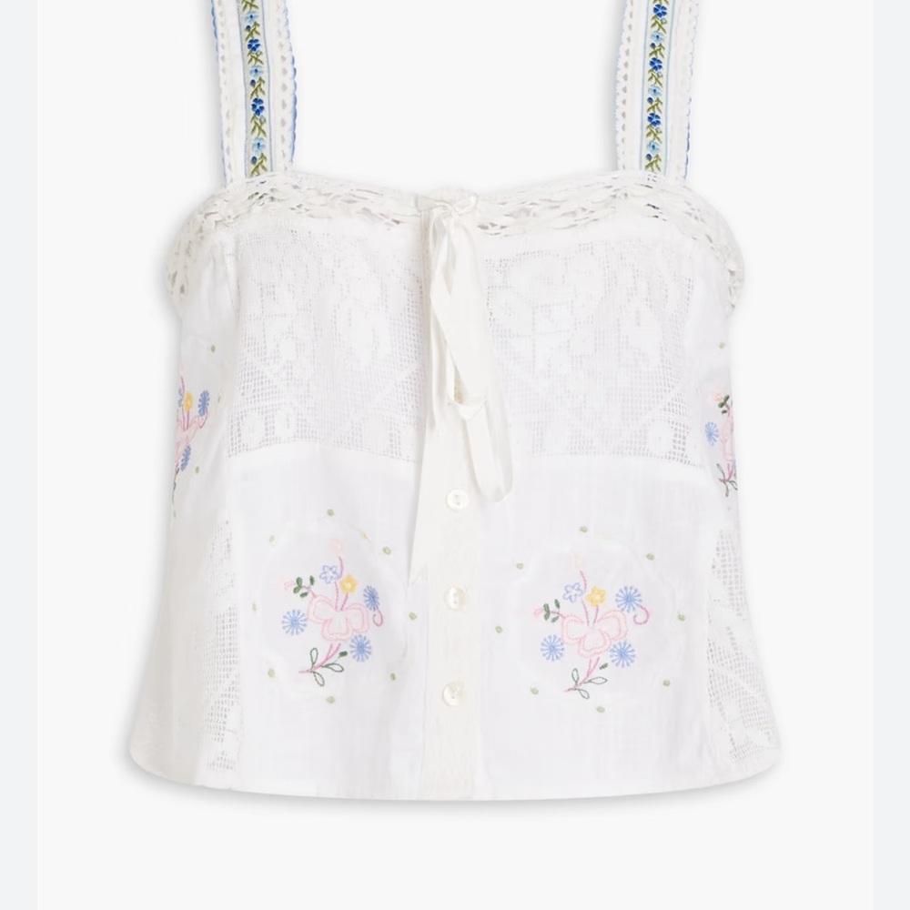 LoveShackFancy Sobia Tank in Antique White